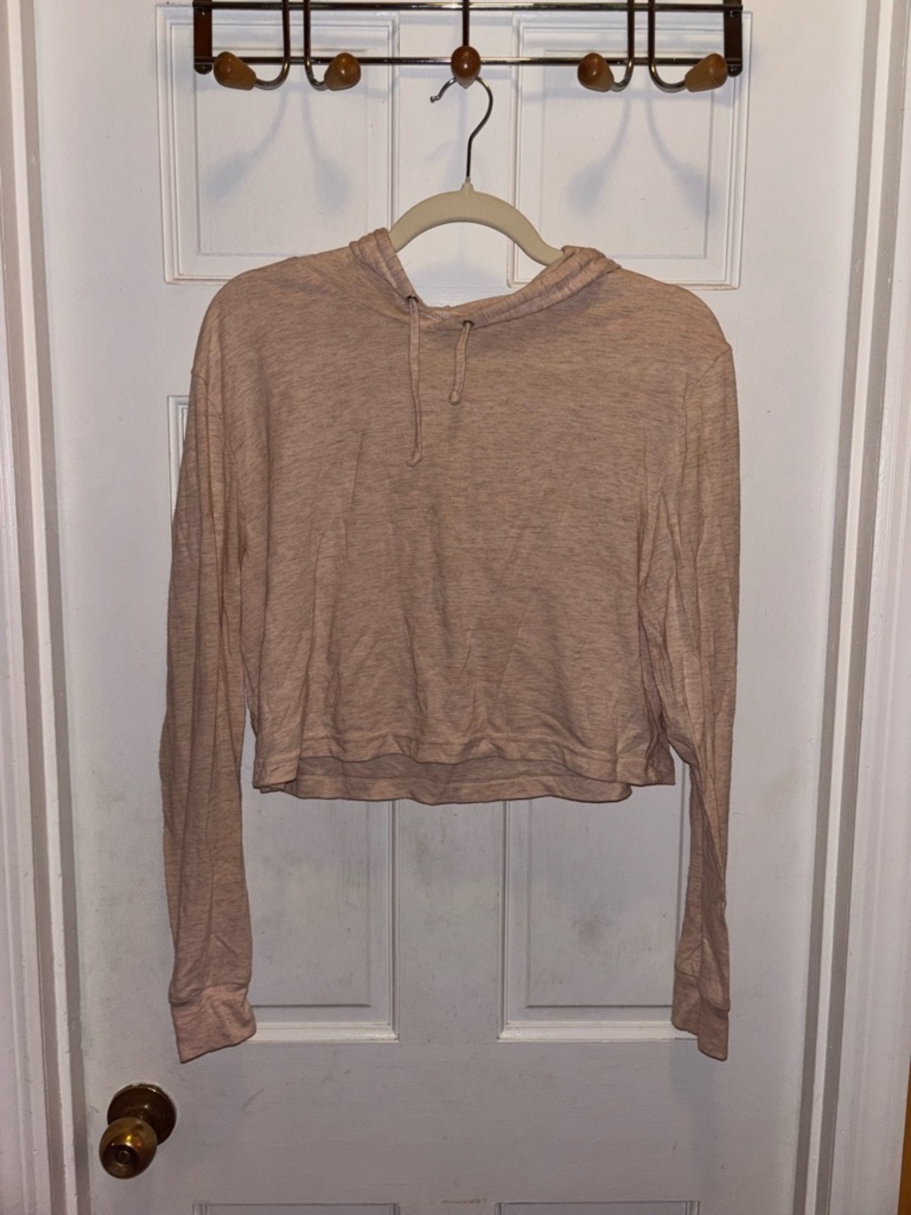 American Apparel Cropped Lightweight Hoodie - Blush Pink